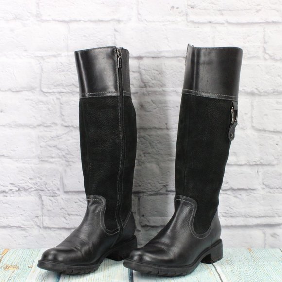 Blondo Black Leather Side Zipper Aqua Protect Tall Riding Boots Size 7.5 Medium - Picture 2 of 10